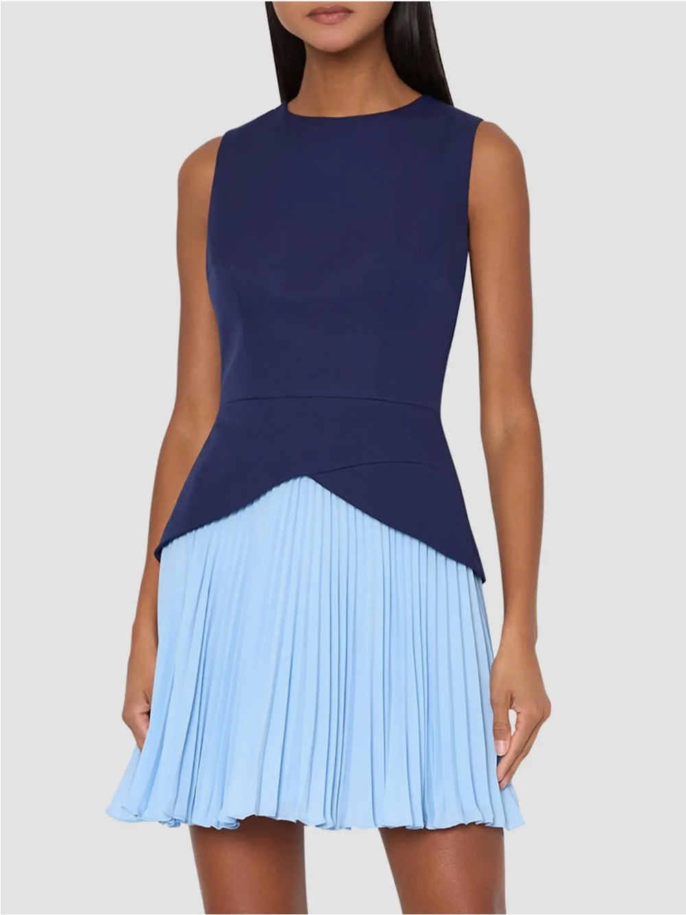 Milly Haddy Pleated Two-Tone Mini Dress
